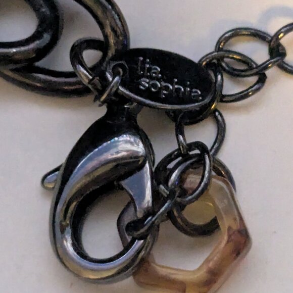 LIA SOPHIA Galapagos Faux Tortoise Shell Honeycomb Bib Necklace - Picture 6 of 6